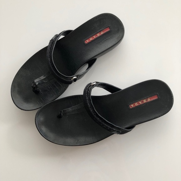 Prada Shoes - Prada black sandals. Size 7.5 (37.5)